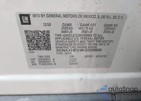 2019 Chevrolet Equinox Ls from USA, damaged, VIN 3GNAXHEV4KS559900